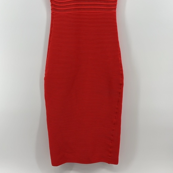 Ronny Kobo Women's Esha Coral Pointelle Knit Dress Orange Vermillion Size Medium - Picture 9 of 15